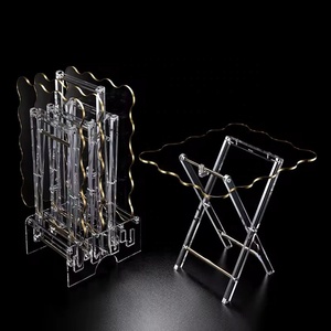 2024 nuevo estilo Arabia Saudita 4 Uds acrílico plegable cuadrado juego de mesa de té acrílico transparente bandeja plegable mesa con impresión - Product Image 2