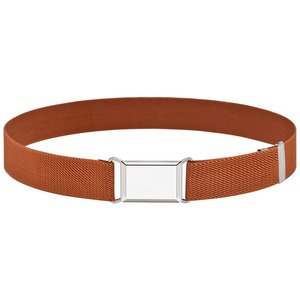 Ceinture en tissu élastique avec boucle à plaque, largeur 3,5 cm, style décontracté, en polyester, options de couleurs marron, noir, gris - Product Image 2