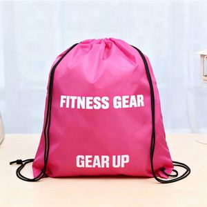 Custom Logo Eco-Friendly Polyester <b>Drawstring</b> <b>Backpack</b> Waterproof Foldable Style for Marathon Gym Travel Sports Bag - Product Image 1