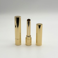 Contenitore per Balsamo Labbra in Alluminio Dorato Sottile con Logo Personalizzato, Scanalature Verticali Spazzolate, Diametro 6.4/11.1mm, Confezione Cosmetica