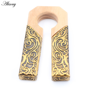 Alisouy 1 pezzo Retro arco in legno naturale lega motivo fiore orecchio espansore barella spina calibri orecchino corpo Piercing gioielli - Product Image 6