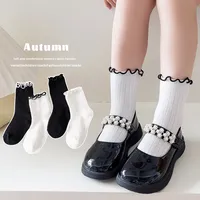 Chaussettes en coton mi-mollet de style coréen pour filles chaussettes en dentelle mignonnes pour printemps automne collège bébé en gros