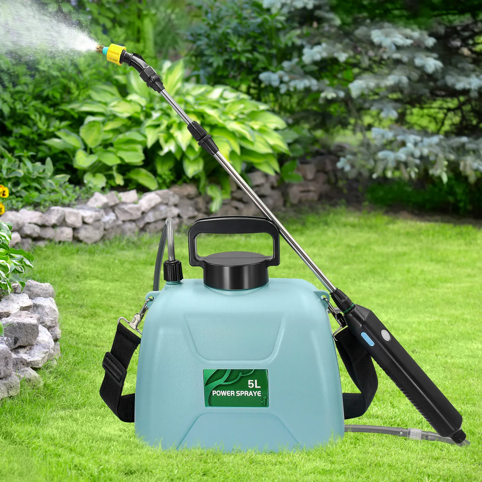 Sylstar-Pulvérisateur portable pour pelouse, 5L, pour jardin, en plastique, avec batterie sans fil