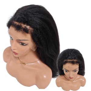 $146 Letsfly Promotion HD Lace Kinky Straight <b>Wigs</b> Full 13x4 Lace Frontal Yaki Human Hair <b>Long</b> <b>Wigs</b> 20inch, NC, #4, 1BT4 Color - Product Image 1