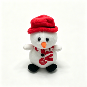 Muñeco de nieve de peluche personalizado con gorro de Papá Noel y bufanda roja, muñeco de nieve de peluche navideño, lindo muñeco de nieve de peluche. - Product Image 4