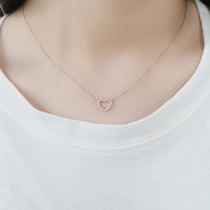 Collar con colgante <span class=keywords><strong>de</strong></span> corazón <span class=keywords><strong>de</strong></span> oro rosa macizo <span class=keywords><strong>de</strong></span> 18 quilates <span class=keywords><strong>de</strong></span> lujo con cadena <span class=keywords><strong>de</strong></span> eslabones <span class=keywords><strong>de</strong></span> diamante para <span class=keywords><strong>compromiso</strong></span>, boda, fiesta o regalo - Product Image 6