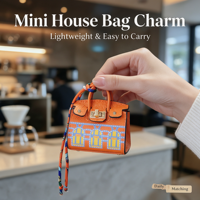 Breloque de sac en forme de mini-maison, jolie pochette à rouge à lèvres en PVC, pendentif portable pour ranger écouteurs et clés, pour la décoration de sac