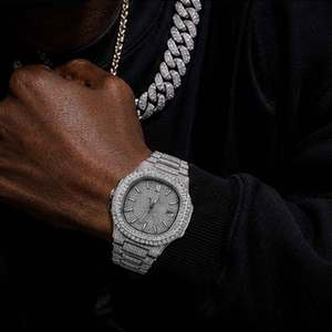 Montre Hip Hop en Moissanite Quartz, Étanche et Résistante aux Rayures, Bijou Homme Iced Out pour Streetwear, Fête et Cadeau – Offre Spéciale - Product Image 3