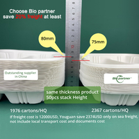 Boîte à hamburger jetable biodégradable à 3 compartiments, boîte en plastique à clapet, conteneur alimentaire en amidon de maïs, emballage à emporter