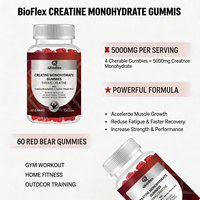Qbioflex HALAL Gommes pré-entraînement 5000 mg de créatine monohydrate, soutien énergétique athlétique, complément alimentaire pour hommes et femmes