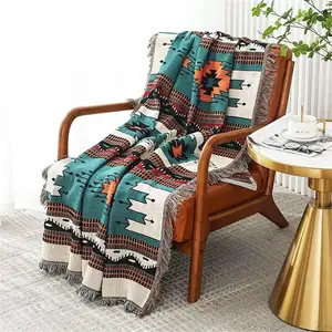 Summer Bohemian Sofa Aztec Throw Blankets Couch Bed Knitted Blanket Comfortable Swaddle Blanket 50x60 Inches