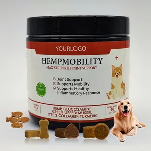 Commercio all'ingrosso glucosamina HCL MSM estratto di Yucca aroma naturale integratore per cani cane morbido masticare giunto di canapa