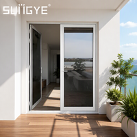 Porte d'entrée double battante en aluminium moderne SUNGYE, fabrication directe usine, avec verre trempé anti-ouragan pour maison