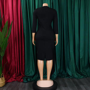 Abito da ufficio caldo <span class=keywords><strong>con</strong></span> maniche <span class=keywords><strong>a</strong></span> <span class=keywords><strong>tre</strong></span> <span class=keywords><strong>quarti</strong></span> <span class=keywords><strong>con</strong></span> cinghie pieghettate Maxi <span class=keywords><strong>abiti</strong></span> da donna eleganti - Product Image 6