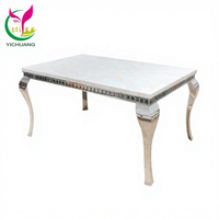 Table à manger en acier inoxydable gris de luxe en gros pour hôtel, maison, restaurant