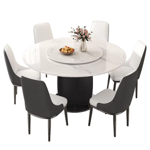 Tavolo da pranzo di lusso e sedia Set, adatto per piccoli appartamenti, dotato di una funzione giradischi, moderno stile minimalista. - Product Image 5