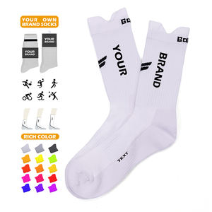 جوارب رياضية للرجال صديقة للبيئة من القطن الناعم، جوارب رياضية بيضاء مخصصة بشعار محبوك، جوارب رياضية للخارج وصالة الألعاب الرياضية - Product Image 1