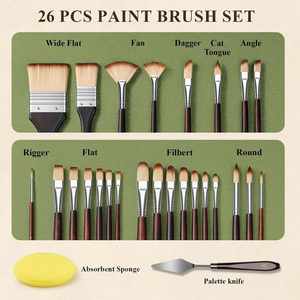 High Quality 26-Piece Multi-shaped Painting Brushes <b>Set</b> with Premium Zippers Bag for Professional Art Supplies - Product Image 2