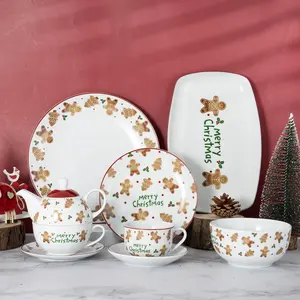 Ceramic Deep Plates Dinner Sets Porcelain Christmas Full Dinnerware Sets