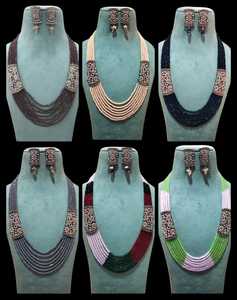 Elegante conjunto de collar con cuentas de diseñador de Jewels India con diseño de múltiples hilos de cuentas, joyería étnica india. - Product Image 3