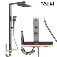 Grifos de ducha termostáticos LED modernos de cerámica, de un solo orificio, con efecto lluvia, tubo cuadrado, juego de ducha SPA, negro mate, montaje en pared, chorro de masaje suave, para hoteles