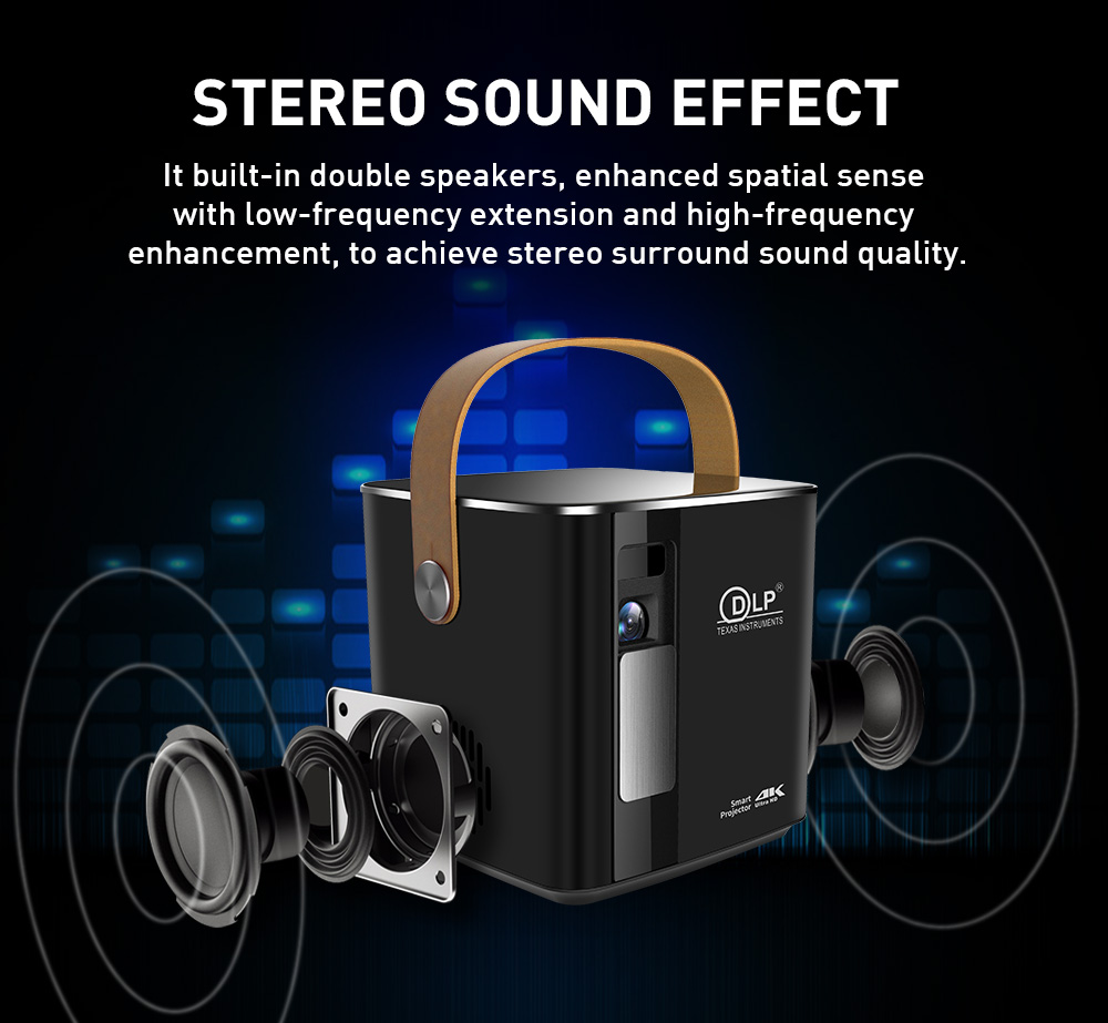 Smart Mini Android 9 DLP LED Projector 6000 LUMENS With Battery