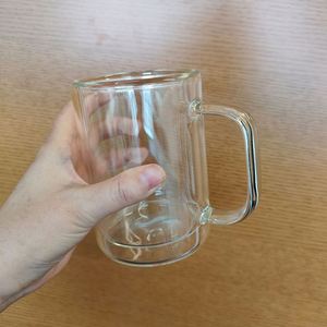 Tasses à café à double paroi pour sublimation, 15 oz, verre à bière transparent DIY avec poignée et couvercles en bambou, vin 16 oz - Product Image 2