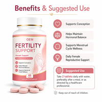 Comprimés de bien-être pour la fertilité des femmes professionnelles, OEM, marque privée, étiquette blanche, supplément de santé reproductive à base d'inositol, de vitex et de maca