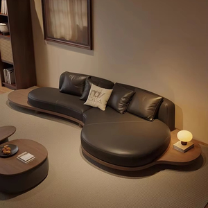 Estilo medieval Simple y elegante Combinación personalizada Bandeja de madera <span class=keywords><strong>Chaise</strong></span> <span class=keywords><strong>Longue</strong></span> de cuero en forma de sala de estar Sofá de hotel - Product Image 1