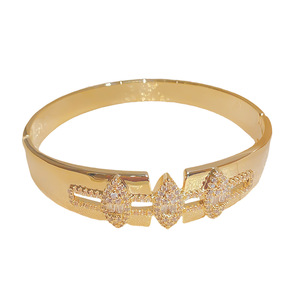 Geometric Leaf Zircon <b>Bracelet</b> Gold Plated <b>Copper</b> Jewelry Gift Summer 2025 - Product Image 5