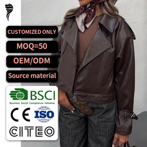 Hot Sale New Style Casual PU <strong>Leather</strong> Women's Jacket OEM <strong>Short</strong> Jacket With Long Sleeves Coat - Product Image 1