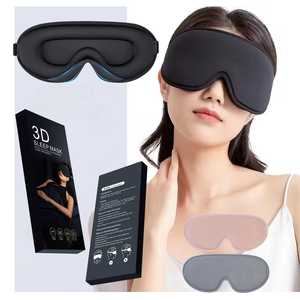 Masque de sommeil <span class=keywords><strong>3D</strong></span> en soie glacée Lycra triple couche CM Wholesale, personnalisable avec logo imprimé, en mousse à mémoire de forme, occultant, pour hôtel, cadeau, service OEM - Product Image 1