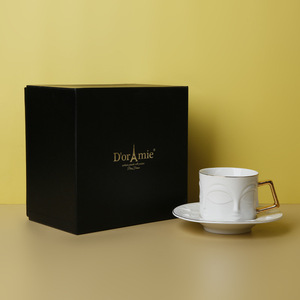 <span class=keywords><strong>Taza</strong></span> de Cerámica con Diseño Creativo de Arte Nórdico en 3D con Asa Dorada, Juego de <span class=keywords><strong>Taza</strong></span> y Platillo de Cerámica de Hueso de China para Café - Product Image 6