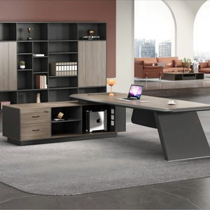 Minimalist Modern L-shaped Wood Executive <b>Desk</b> Set with Side Table Premium Feel for Home Office and Commercial Use - Product Image 2