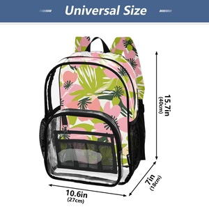 2025 New Arrival Sports Custom Tropical Flower Large <b>Sublimated</b> Logo Transparent PVC Clear Kids Leisure School Bag - Product Image 4