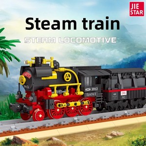 Ensemble de blocs de construction de locomotive à vapeur en plastique, modèle de train à assembler soi-même, jouet éducatif pour garçons et enfants, transport - Product Image 3