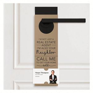 Etiquetas Colgantes para Puerta de Agente Inmobiliario Hey Neighbor, Personalizadas, Promocionales, para Negocios Inmobiliarios - Product Image 6