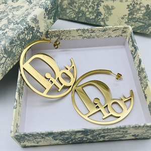 Designer Brand's New Exaggerated High-end Minimalist Fashion Letter Large Stainless Steel <strong>Hoop</strong> <strong>Earrings</strong> <strong>for</strong> <strong>Women</strong> - Product Image 1
