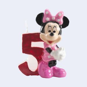 Vela de Cumpleaños de Minnie Mouse Número 5 con Diseño de Puntos Rosados de 7 cm, Decoración para Fiestas - Product Image 1