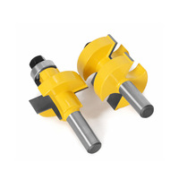 Fresa combinada de vástago redondo de 12 mm, 1/2 pulgada y 8 mm con rodamiento de bolas y dientes cuadrados para uniones de mortaja y espiga