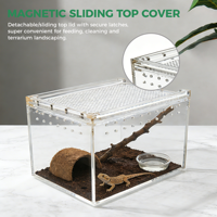 Grande cage d'élevage moderne en acrylique transparent pour reptiles, insectes, tarantules, amphibiens, chenilles, escargots, boîte d'alimentation pour exposition