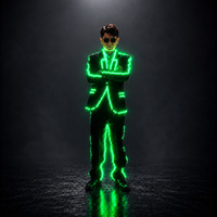 Costumes de robot LED couleur vive, costumes de smoking lumineux LED, vêtements de cosplay lumineux en coton et lin, alimentés par batterie pour la danse