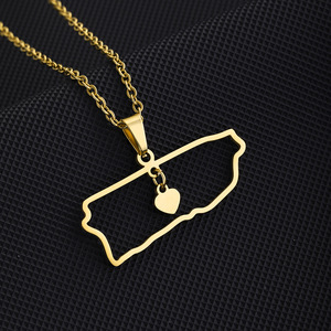 Collar <span class=keywords><strong>de</strong></span> acero inoxidable chapado en <span class=keywords><strong>oro</strong></span> <span class=keywords><strong>de</strong></span> 18K, sin deslustre, con forma <span class=keywords><strong>de</strong></span> mapa <span class=keywords><strong>de</strong></span> <span class=keywords><strong>Puerto</strong></span> <span class=keywords><strong>Rico</strong></span>, joyería - Product Image 3