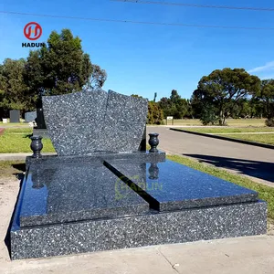 Large and giant size customized stone for outdoor and exterior purpose set Double Black Natural Granite Tombstone and Monument