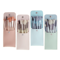 Ensemble de 8 pinceaux de maquillage, kit de voyage - 4 couleurs, étui en simili cuir, pinceaux cosmétiques professionnels, boîte cadeau pour femmes