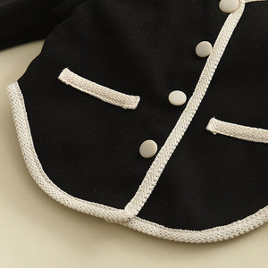 Set di Abbigliamento per Bambine, Completo Due Pezzi, Outfit con <span class=keywords><strong>Blazer</strong></span> e Gonna con Finiture Bianche e Nere per Primavera e Autunno - Product Image 4