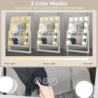 Grand Miroir Cosmétique de Bureau Carré avec Lumière LED, Gradation Infinie, Simple Face, Idéal pour Maquilleurs Professionnels - Sortie d'Usine