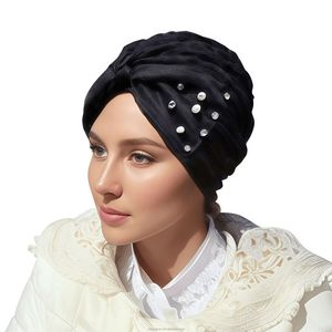 Chapeau foulard pour femme orné de perles, en mousseline, écologique, respirant, couleur unie, foulard musulman, adapté pour - Product Image 6