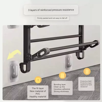 MIXWARES Étagère à chaussures murale pliable, organisateur suspendu à double niveau, rangement sans perçage pour salle de bain et entrée