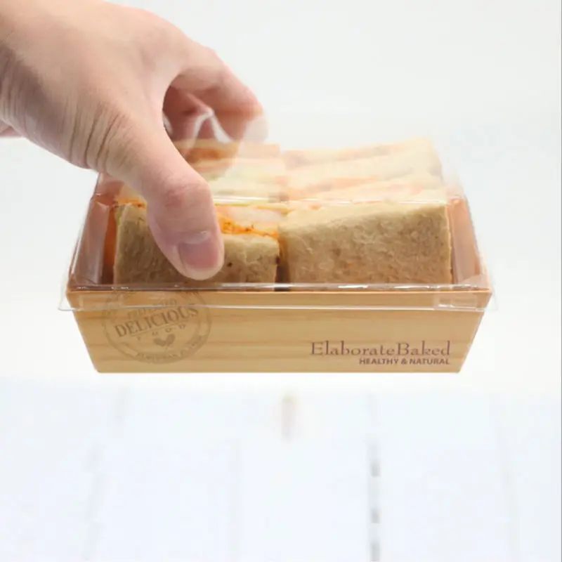 Personalizado Branco Pastelaria Padaria Recipiente Caixas De Papel Sobremesa Transparente Bolo Sushi Sanduíche Cookie Box com Limpar PVC Janela Tampa